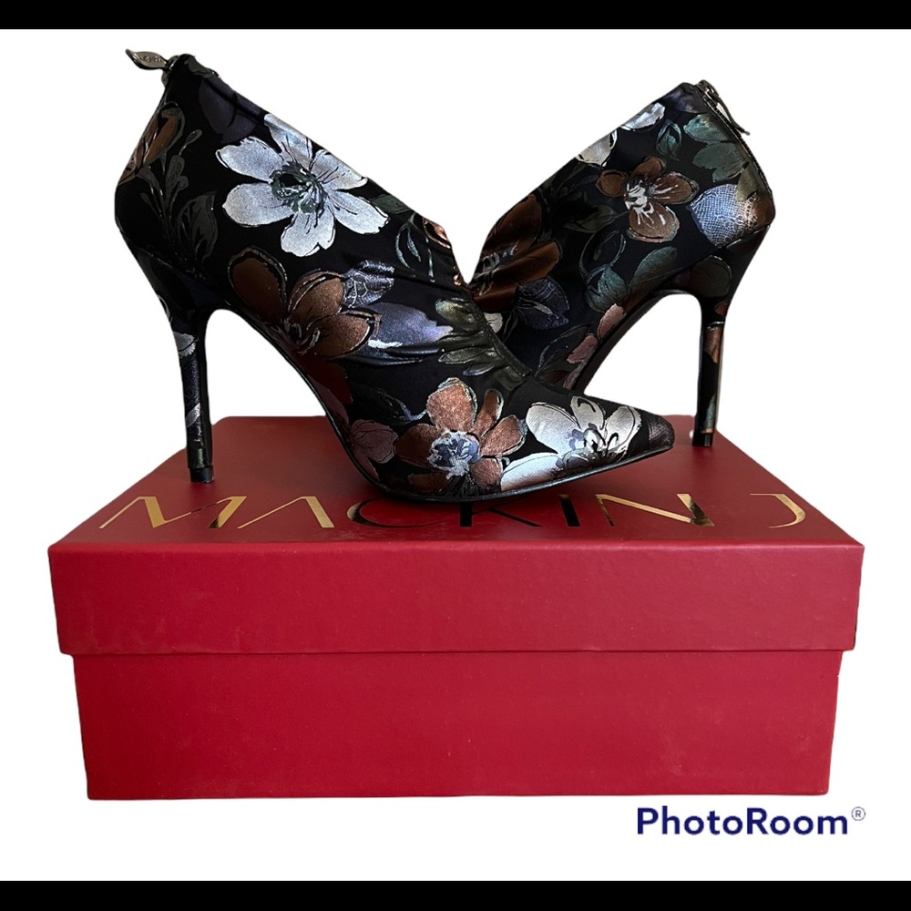 Mackin J Satiny Floral Booties 4” Heel